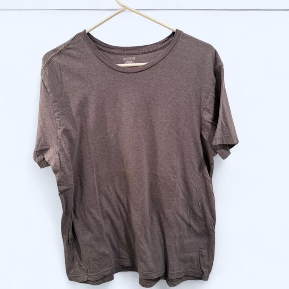 Alfani Men's Grey and Brown T-shirt